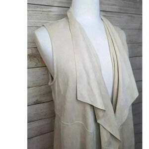 Premise Faux Leather Open Front Drape Vest Size Small